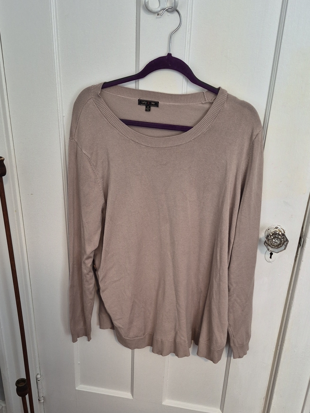 Taupe Long-Sleeve Pullover Sweater